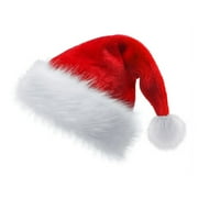 Skymirror Unisex Christmas Santa Hat Extra Large And Thick New Year Party Beanie Contrast Color Elastic Thick Plush Decor Santa Cosplay Adult Holiday Headgear